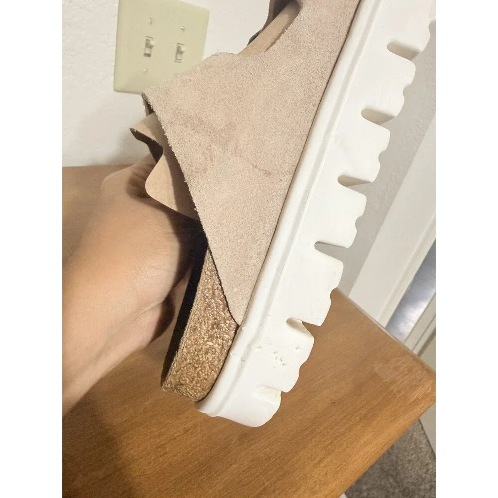 Birkenstock Arizona Chunky Birko-Flor Suede Sandal Warm Sand (Papillio) Size 7
